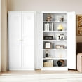 thumbnail image 1 of Letaya White Storage Cabinet with Adjustable Shelves-Metal Home Kitchen Pantry Cabinets with Doors,Organization Locker for Cupboard/Bedroom/Dining/Living/Bathroom/Office/Garage Room, 1 of 8