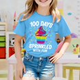 thumbnail image 1 of Letdown 100 Days Sprinkled with Fun Kids T-Shirts Casual Short Sleeve T Shirt Cute Cartoon Print Crew Neck Tee 100 Days of School Shirt for Kids (Blue,5-6 Years), 1 of 4