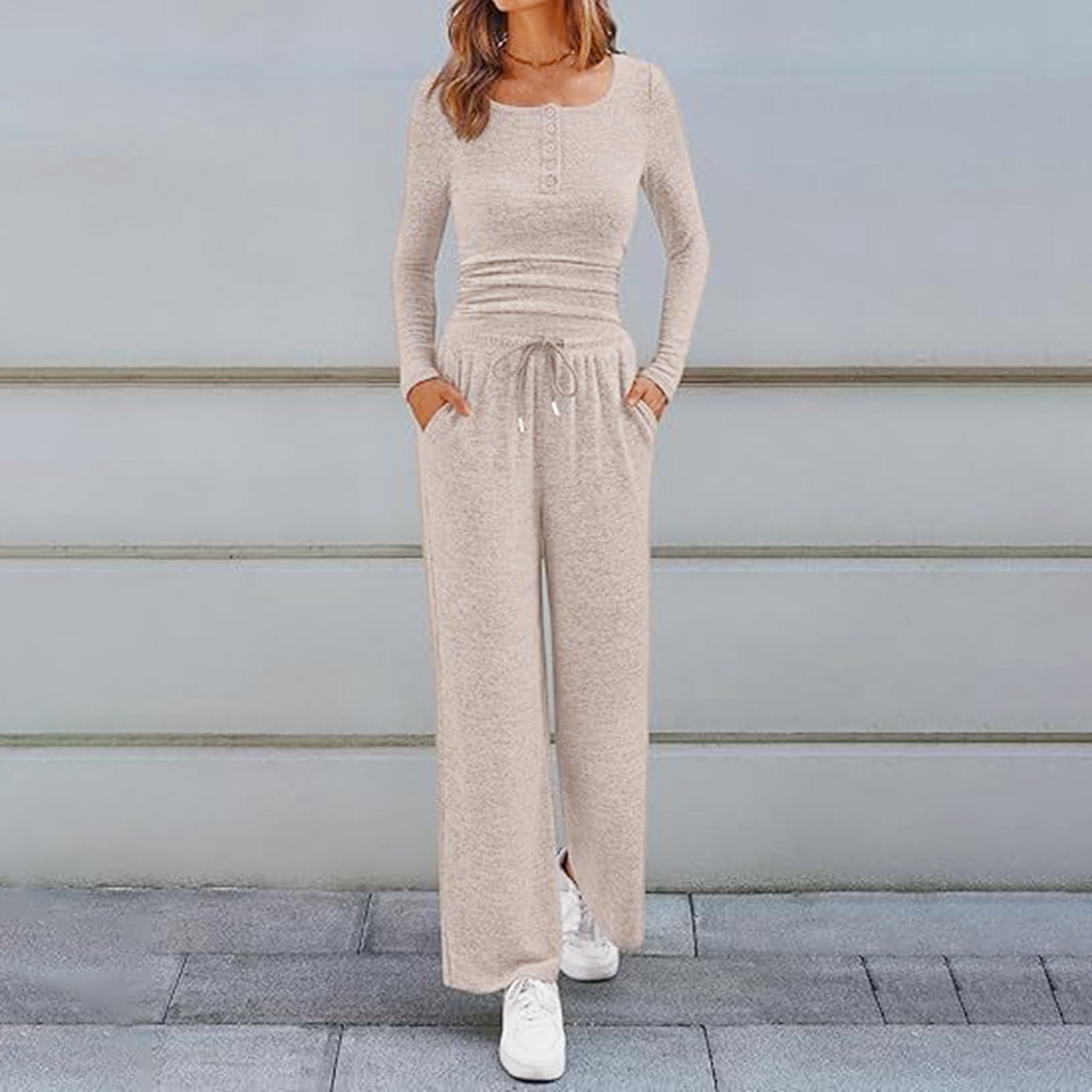 Women 2pcs Velvet Hoodie Wide leg Pant Crop top sweatsuit Athleisure Outfit