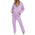 thumbnail image 1 of Letdown 2 Pieces Tracksuits Pant Suits Long Sleeve Zipper Up Jackets Wide Leg Pants Loungewear Matching Sweatsuits Sets (Light Purple, L), 1 of 5
