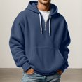 thumbnail image 1 of Letdown 2025 Mens Hoodie 1/4 Full Zip Up Sweatshirts Casual Long Sleeve Drawstring Hooded Shirt with Pockets Pullover Solid (Navy,XXXL), 1 of 5