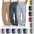 thumbnail image 1 of Letdown 3 Pack Casual Pants Men Textured Drawstring Waist Solid Wide Leg Trousers Loose Fit Lightweight Breathable Hiking Sweatpants (Khaki, XL), 1 of 4