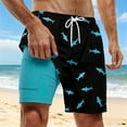 thumbnail image 1 of Letdown 7 Inch Men Swim Trunks Compression Liner Quick_Dry Drawstring Male Swimwear Bottom Swimtrunks Pattern Boardshorts (Blue,XXL), 1 of 4