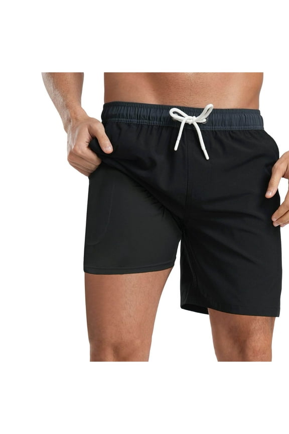 9 Inch Men Swim Trunks with Mesh Lining Solid Quick_Dry Breathable Pockets for Summer Beach Cruise Water Park Gym Running