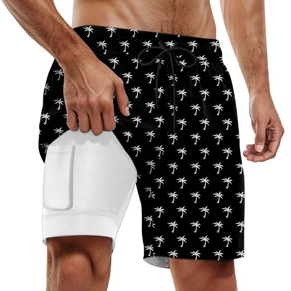 Letdown 9 Inch Men's Swim Trunks with Mesh Lining, Pockets, Drawstring Closure, Hawaii Print, Breathable Baggy Beach Bottom