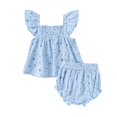 thumbnail image 1 of Letdown Baby Girl Summer Clothes Cute Ruffle Tops Dress Shorts Outfits Set Toddler Shrit Bloomers Princess Outfits with Floral Print, 1 of 8