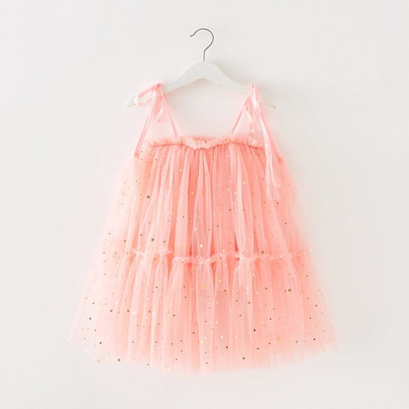 Letdown Baby Girl Summer Tutu Dress Toddler Princess Casual Dresses Sequins Tulle Ruffles Lace Party Wedding Dresses (#03-Pink,12-18 Months)