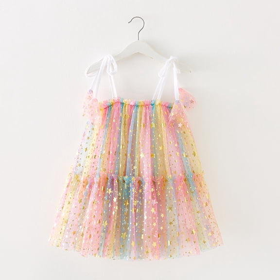 Letdown Baby Girl Summer Tutu Dress Toddler Princess Casual Dresses Sequins Tulle Ruffles Lace Party Wedding Dresses (#03-Yellow,2-3 Years)