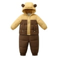 thumbnail image 1 of Letdown Baby Snowsuit Toddler Boy Girl Jumpsuit Clothes Cute Bear Ears Hooded Double Zipper Button Boys Winter Coat Unisex Romper Long Sleeve Snowsuit (Yellow, 12-18 Months), 1 of 3