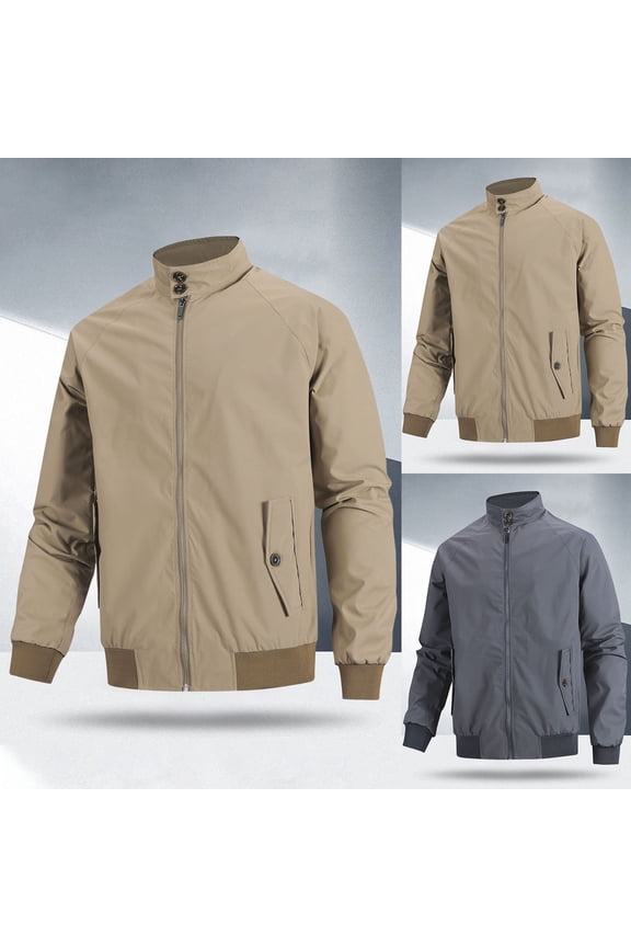 Bomber Jacket Men Varsity Zip Up Jacket Outdoor Baseball Casual Lightweight Softshell Lined Coats with Pockets