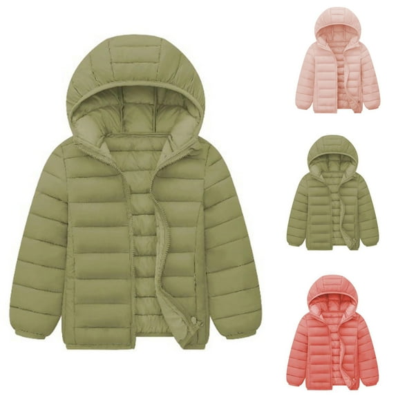 Letdown Boy's Girl's Quilted Winter Coat Water_proof Warm Jacket with Hood Windproof Outdoor Parka Puffer Winter Coat (Light Green, 2-3 Years)