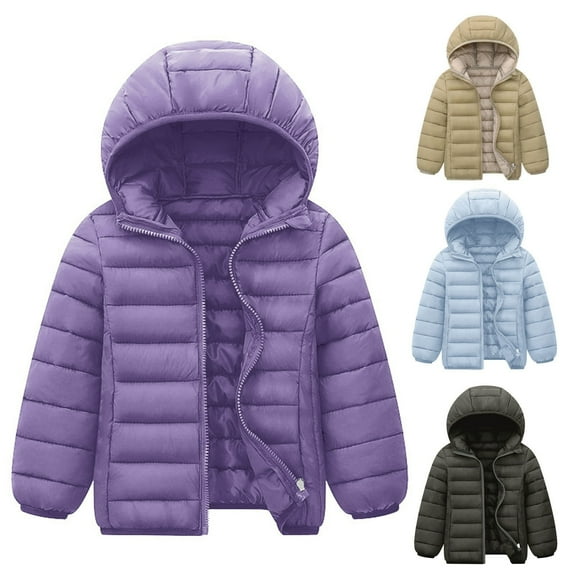 Letdown Boy's Girl's Quilted Winter Coat Water_proof Warm Jacket with Hood Windproof Outdoor Parka Puffer Winter Coat (Purple, 4-5 Years)