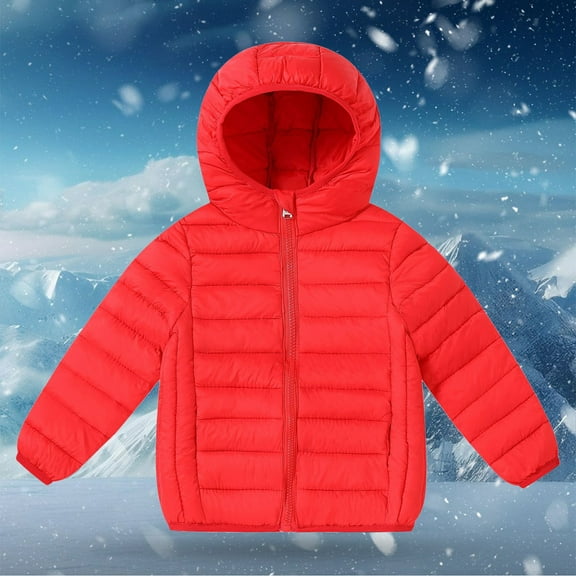 Letdown Boy's Girl's Quilted Winter Coat Water_proof Warm Jacket with Hood Windproof Outdoor Parka Puffer Winter Coat (Red, 9-10Years)