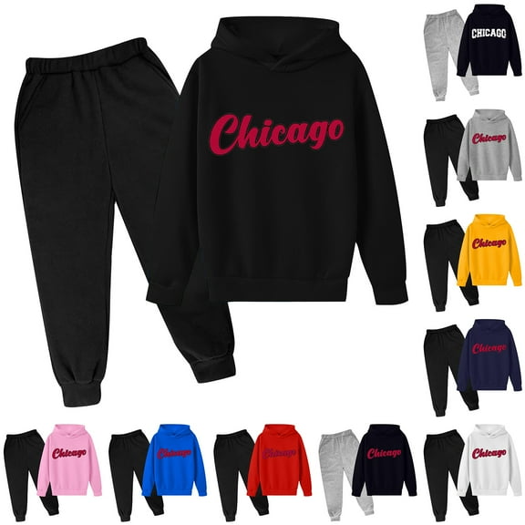 Letdown Boys Girls 2 Piece Outfits Sweatsuit Baseball Hoodie and Sweatpants Y2k Cute Preppy Jogger Sets Fall Winter Teen Outfit - #05-Black