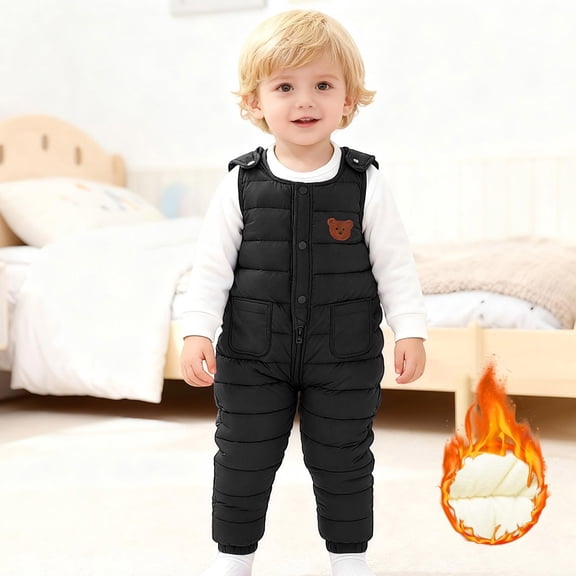 Letdown Boys Girls Snow Bib Ski Pants Snowsuit Sleeveless Overalls Water_proof Insulated Snow Bib Pants for Kids (#01-Black,2-3 Years)