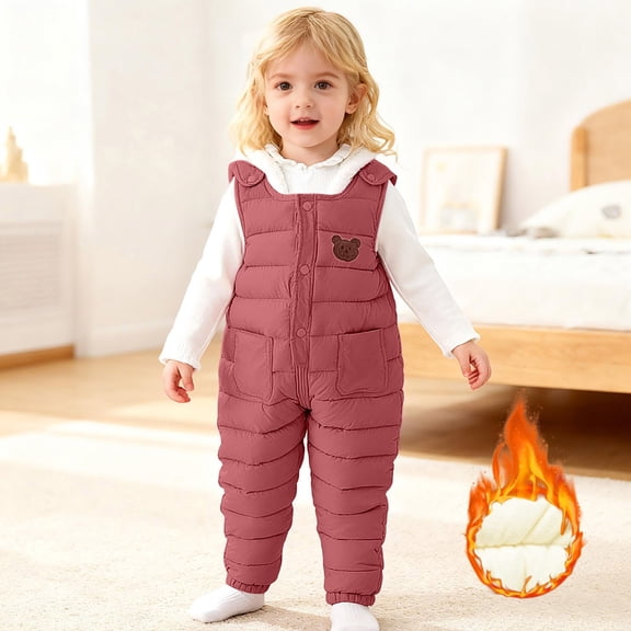 Letdown Boys Girls Snow Bib Ski Pants Snowsuit Sleeveless Overalls Water_proof Insulated Snow Bib Pants for Kids (#01-Hot Pink,12-24 Months)