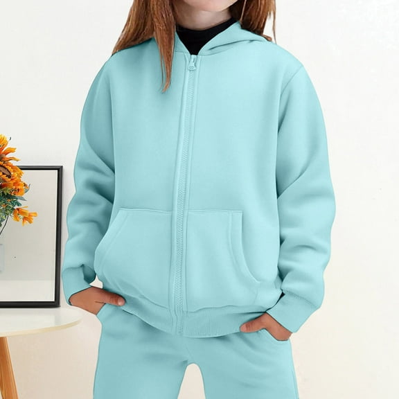 Letdown Boys Girls Sweatsuit 2 Piece Outfits Fall Winter Lined Zipper Up Sweatshirts Jackest and Sweatpants Joggers Set
