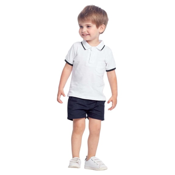 Letdown Boys' Summer Outfit Back to School 2-Piece Set: Polo T-Shirt + Elastic Waist Shorts with Pockets, Color Block Casual Play Clothes