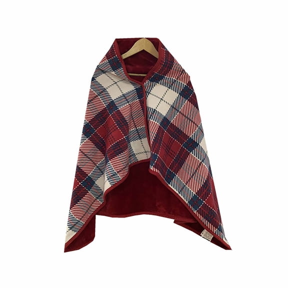 Letdown Wearable Blanket,Office Blankets Desk Chair Wrap Shawl Poncho Throw,Comfy Warm Lap Bed Sofa Travel Cape Cover (#03-Red,80*130cm)