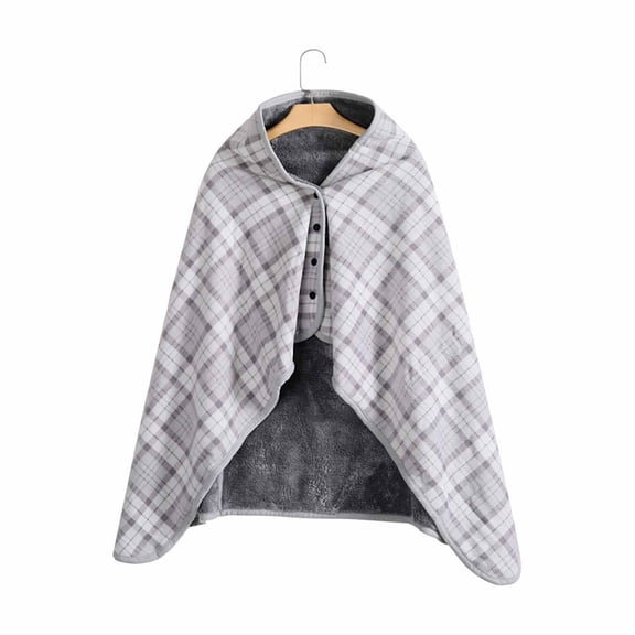 Letdown Wearable Blanket,Office Blankets Desk Chair Wrap Shawl Poncho Throw,Comfy Warm Lap Bed Sofa Travel Cape Cover (#04-Grey,80*130cm)