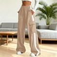 thumbnail image 1 of Letdown Girls Boys Cargo Pants Elastic Waist Jogger Pants with Pockets & Side Strip Loose Streetwear Sweatpants for Teen (Khaki,15-16 years), 1 of 6