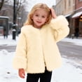 thumbnail image 1 of Letdown Girls - Jacket Coat V Neck Long Sleeve Furry Loose Fit Zip Up Jackets Thicken Warm Fuzzy Trendy Outwear (Beige,3-4 Years), 1 of 5