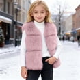 thumbnail image 1 of Letdown Girls Vest Fluffy Furry Jacket Kids Warm Padded Winter Shaggy Outwear Soft Pile for Cold (Pink,6-7 Years), 1 of 5
