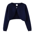 thumbnail image 1 of Letdown Girls Open Front Shrug Cardigan Kids Children Knit Long Sleeve Bolero with Button Closure, Spring Fall Lightweight Layering Outerwear, 1 of 6