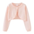 thumbnail image 1 of Letdown Girls Open Front Shrug Cardigan Kids Children Knit Long Sleeve Bolero with Button Closure, Spring Fall Lightweight Layering Outerwear, 1 of 7