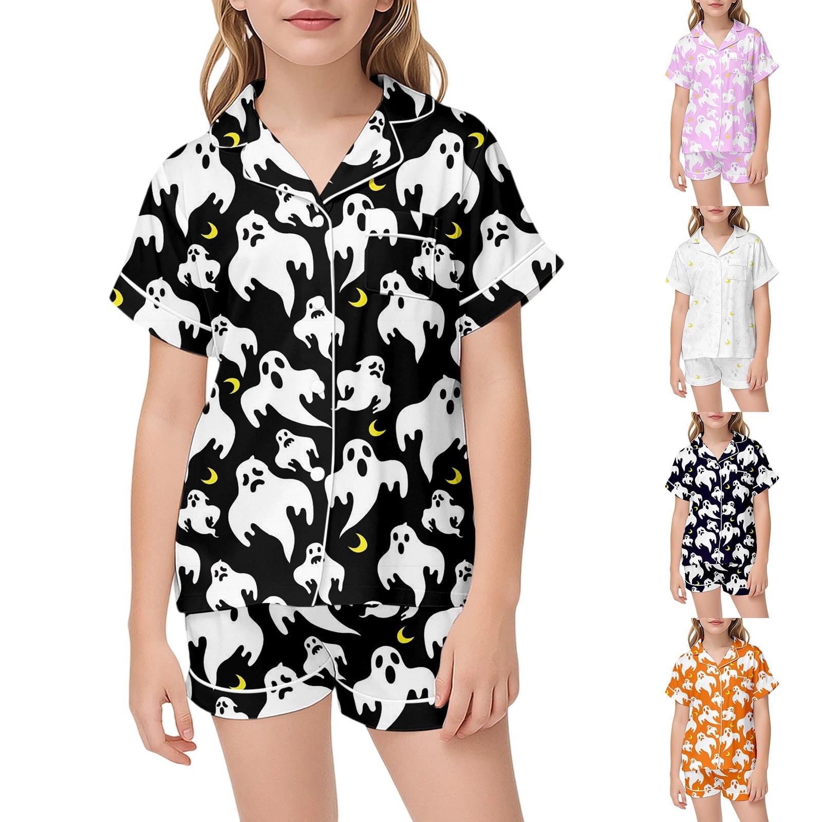 Halloween- Girl's Pocket Skort - Ghosts On Pink