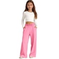 thumbnail image 1 of Letdown Girls' Sweatpants Straight Wide Leg Kids Casual High Waist Joggers Loose Athletic Pants with Pockets School Sport, 1 of 5