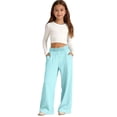 thumbnail image 1 of Letdown Girls' Sweatpants Straight Wide Leg Kids Casual High Waist Joggers Loose Athletic Pants with Pockets School Sport, 1 of 5