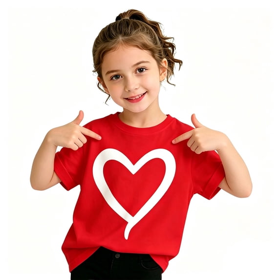 Letdown Graphic Tees For Girls Summer Trendy 2026 Short Sleeve T Shirts, Cute Heart Print Casual Tees Breathable Basic Tops For Kids 3-14Y Back To School Crewneck Shirts Birthday Graduation Gifts