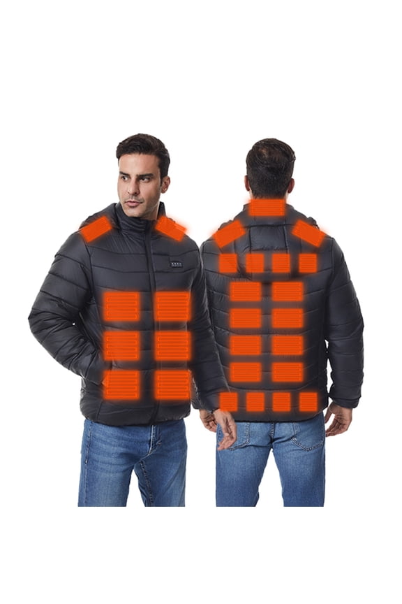 Heated Jacket for Men Winter Outdoor Soft Shell Electric Heating Lightweight Coat Hoodie Adjustable Heating Area for Outdoor Skiing Hiking (Black, XXL)
