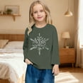 thumbnail image 1 of Letdown Kids Girls Long Sleeve Shirts Crewneck Snowflake Print Slim Fit Tops Christmas Casual Tee Shirt (Army Green,2-3 Years), 1 of 4