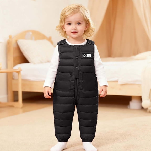 Letdown Kids Insulated Snow Bib Overalls, Insulated Water_proof Bib Snow Pants with Secure Zip - Winter Pants For Girls and Boys (#02-Black,4-5 Years)