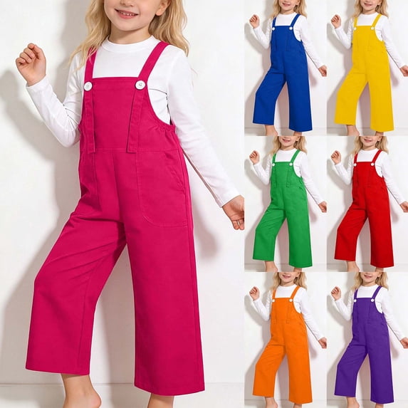 Letdown Kids Straight Leg Baggy Bib Overalls Adjustable Strap Summer Casual Loose Fit Jumpsuits Preppy Clothes Long Rompers with Pockets