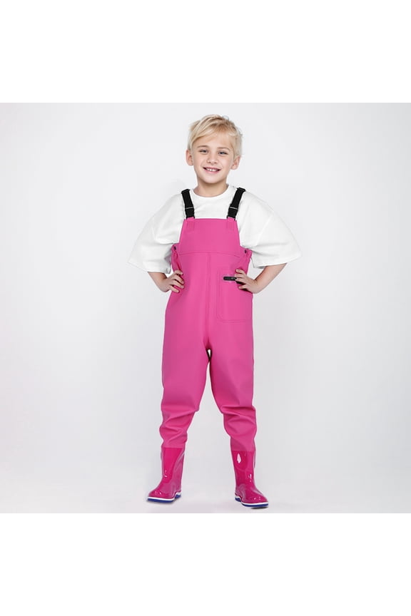 Kids Waders Waterproof Mud Play Rain Overalls One-Piece Raincoat with Rubber Boots Toddler Fishing Water Sport Suits, Size 2Y-15Y Halloween And Chrismas Gifts