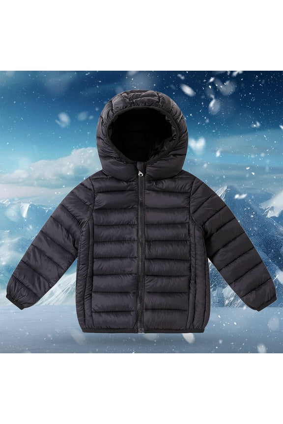 Kids Winter Coat Toddler Boys Girls Puffer Jacket Baby Warm Coats Packable Outerwear for School And Outdoor Activities (Black, 11-12Years)