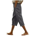 thumbnail image 1 of Letdown Linen Pants Women Capri Pants Lightweight Drawstring Spring Summer Pants for Women 2026 Ladies Pinstripe Pants with Pocket, 1 of 5