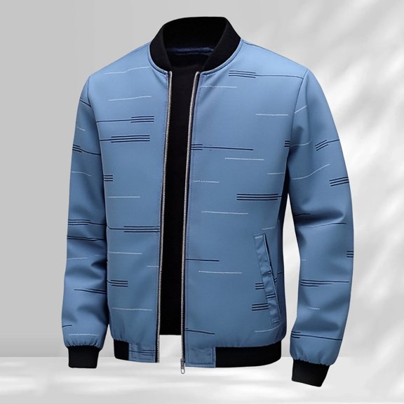 Letdown Men Baseball Jacket Lightweight Stand Collar Full Zippered Fall Jackets with Pockets Casual Long