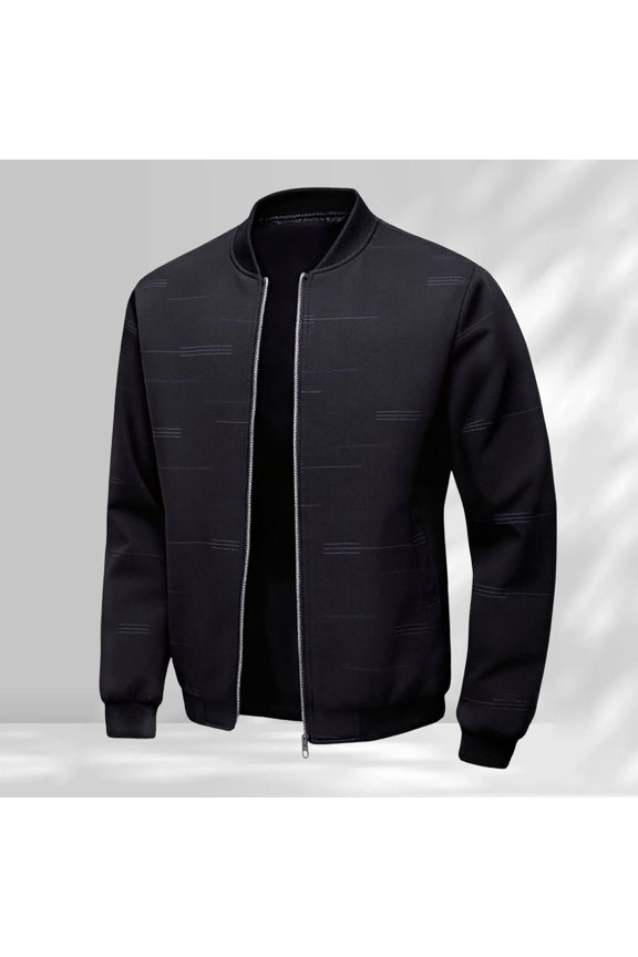 Men Baseball Jacket Lightweight Stand Collar Full Zippered Fall Jackets with Pockets Casual Long