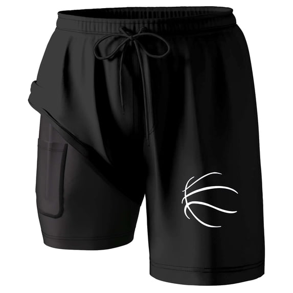 Letdown Men Basketball Swim Trunks with Compression 9 Inches Breathable Liner Elastic Bottom Pockets for Board Beach Gym Running