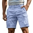 thumbnail image 1 of Letdown Men Cargo Shorts with Pockets Casual Knee Length Lightweight Stretch Outdoor Hiking Travel Work Short Pants (Light Blue, S), 1 of 7