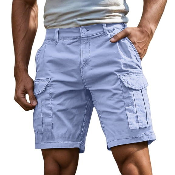 Letdown Men Cargo Shorts with Pockets Casual Knee Length Lightweight Stretch Outdoor Hiking Travel Work Short Pants (Light Blue, XXXXL)