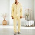 thumbnail image 1 of Letdown Men Flannel Pajamas Sets Striped Sleepwear Long Sleeve Button Shirts Pants Thermal Sleep 2PCS Outfit with Soft Brushed Interior Loungewear Fluffy Soft Holiday (#08-Yellow,XL), 1 of 4