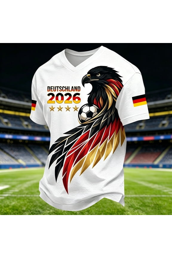 Men T Shirt Soccer Germany Graphic Printed Short Sleeve Round Neck Comfortable Football Tee For Men Classic Short Sleeve Graphic Shirt For Everyday Wear