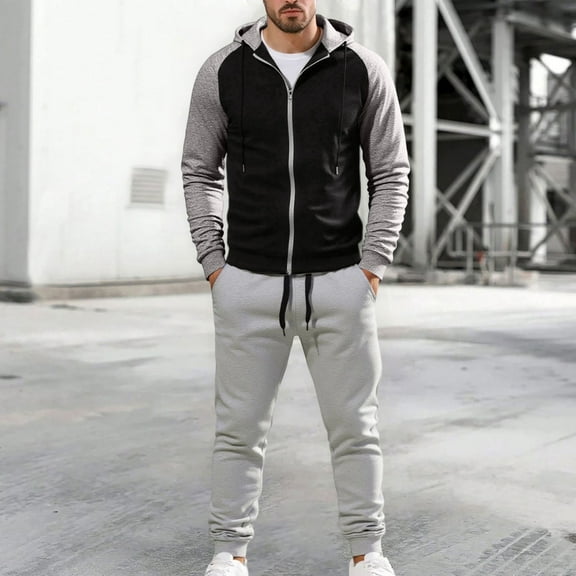Letdown Men Track Suits Sets 2 Piece Outfits Full Zip Jackets Pants Jogging Suits Sweatsuit Set Jogging Athletic Suit Sets (Black, S)