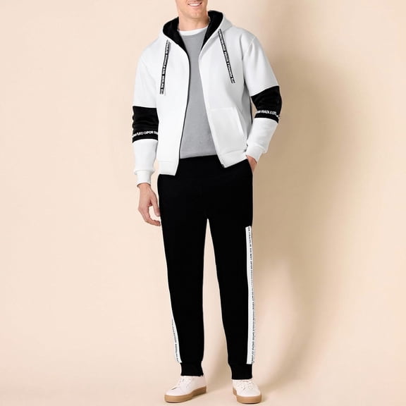 Letdown Men Track Suits Sets 2 Piece Outfits Full Zip Sweatsuits for Men Athletic Jogging Suit Track Suit for Jogging or Warm Up (White, S)