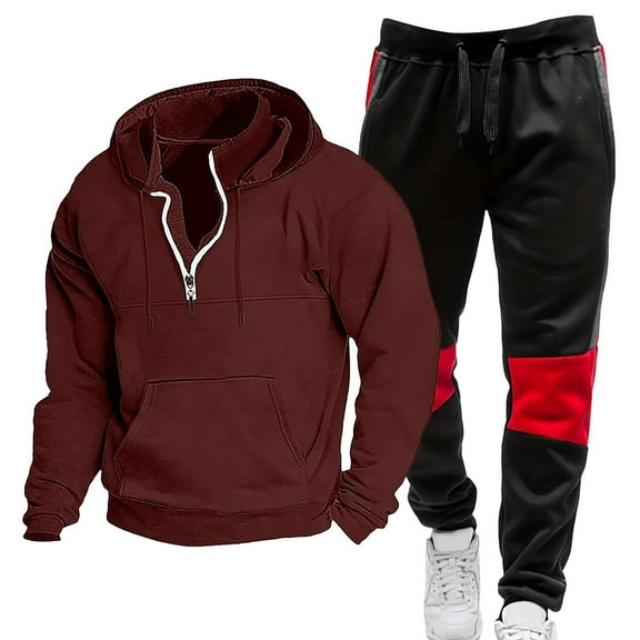 Letdown Men's 2 Piece Casual Outfits Long Sleeve Full Zip Jackets Casual Sports Outfits Casual Running Jogging Sport Suit Sets (, M)